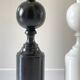 2 Vintage Black and White Turned Wood Lamp Bases