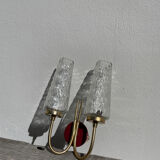 Brass and glass wall lamp 1950