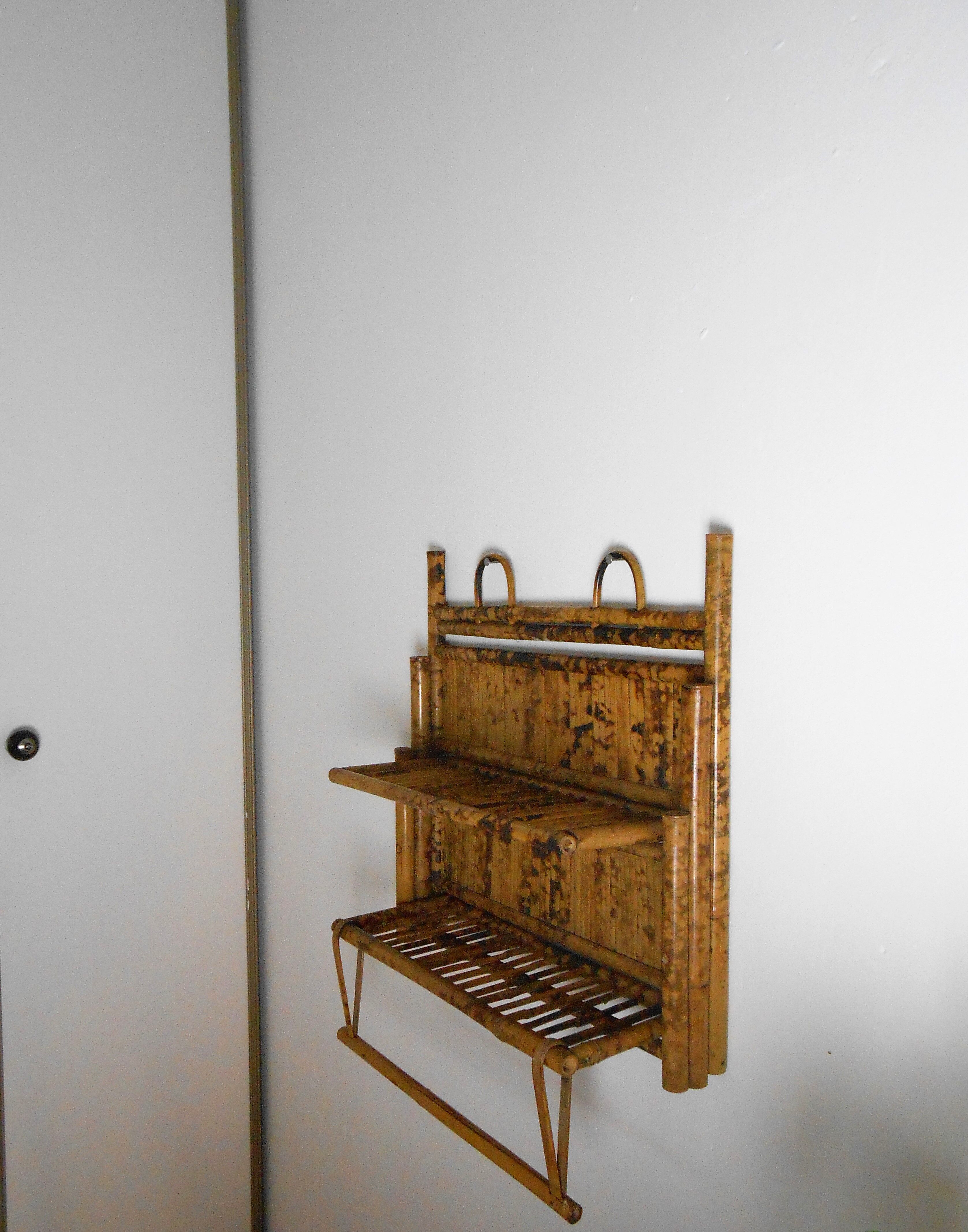 Old shelf wall and folding bamboo