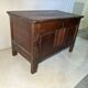 Antique rustic oak chest with original hardware and molded panels