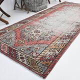 3x9 Rug For Hallway Antique Red Vintage Runner Rug, 102x261Cm SK 3931