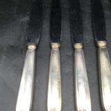 6 table knives in silver metal model coquille