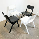 Set of 4 stacking chairs by Casala, beech, 1950s