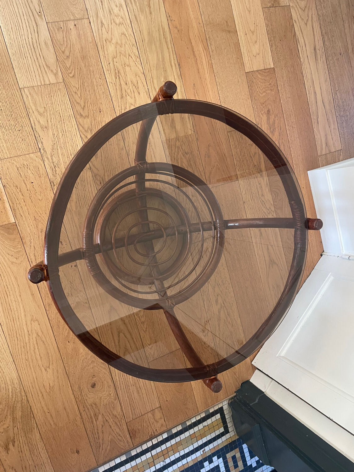 Curved rattan coffee table