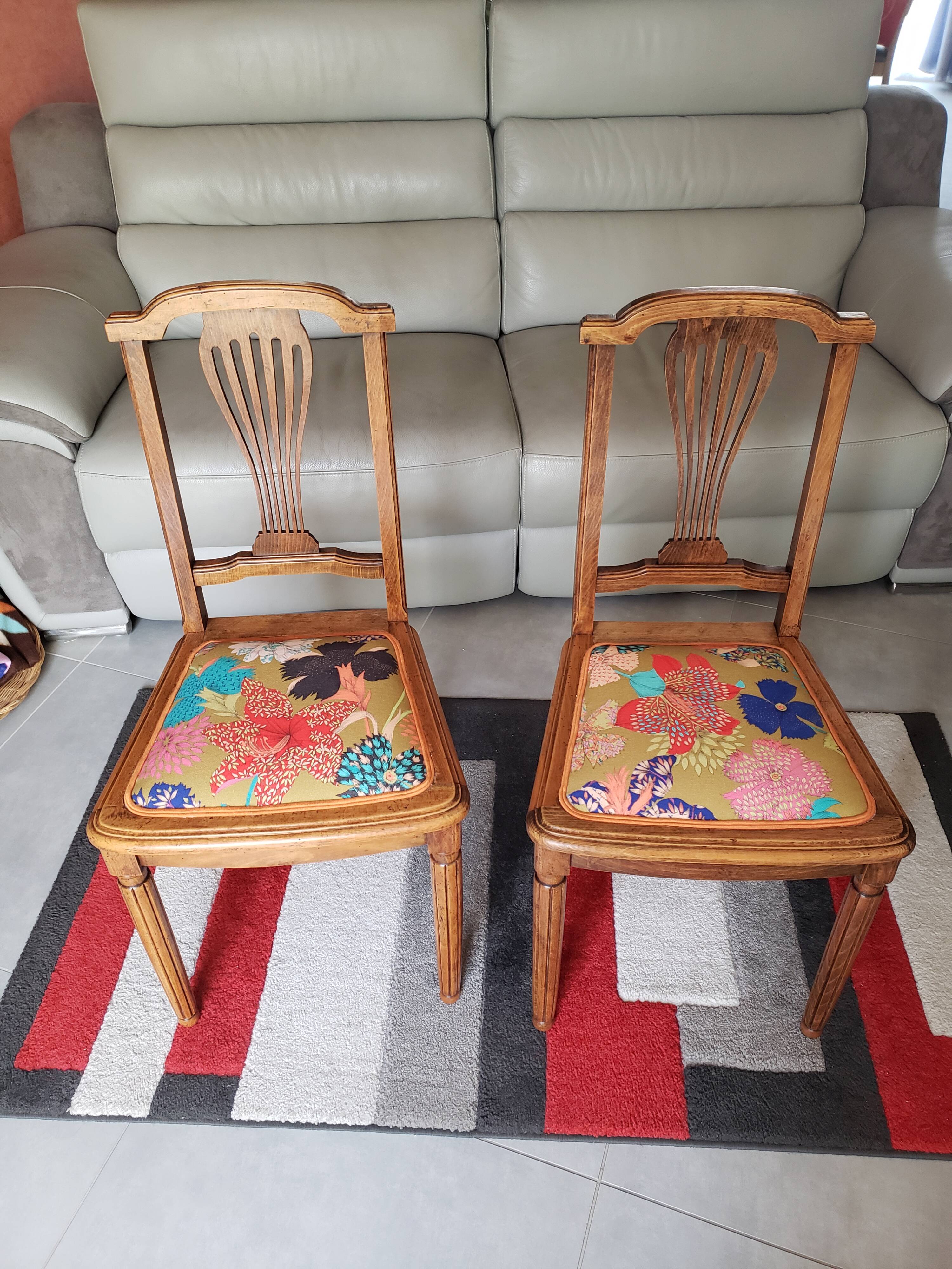 Pair of vintage Louis XVI style chairs from the 19th century