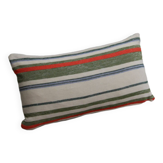 Striped linen cushion