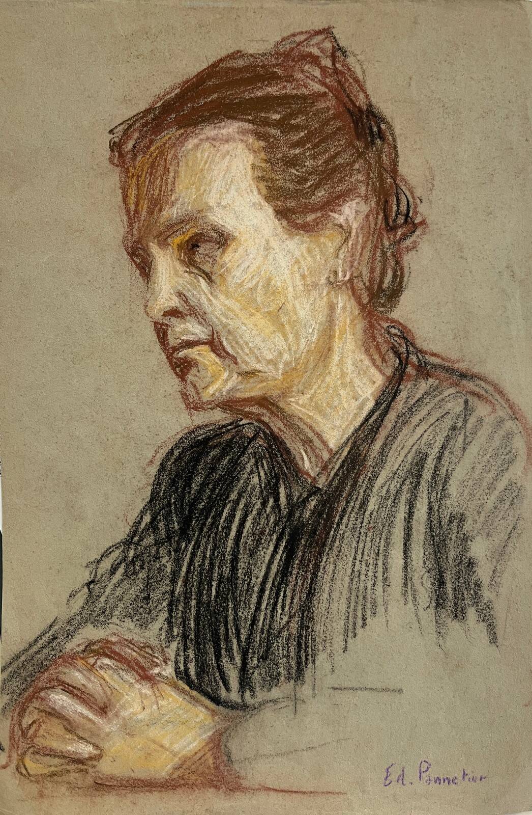 Tableau study Pastel Ed. Pannetier (1884-1965) Portrait