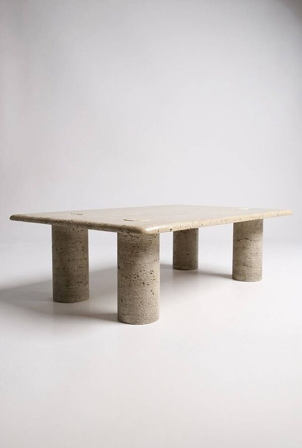Table basse en travertin Angelo Mangiarotti pour Up&Up - 1970
