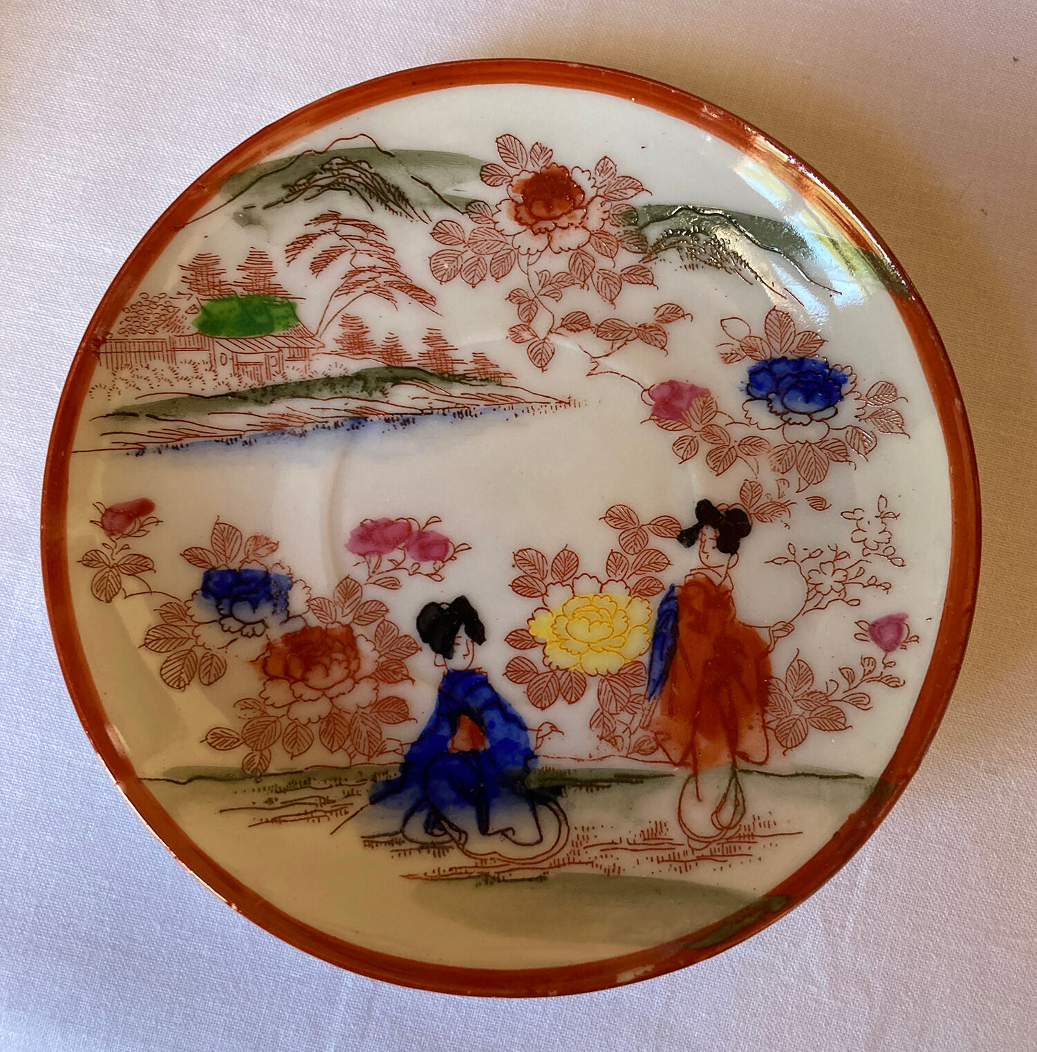 Set of 2 under coffee cups fine Japanese porcelain antique signed 大日本