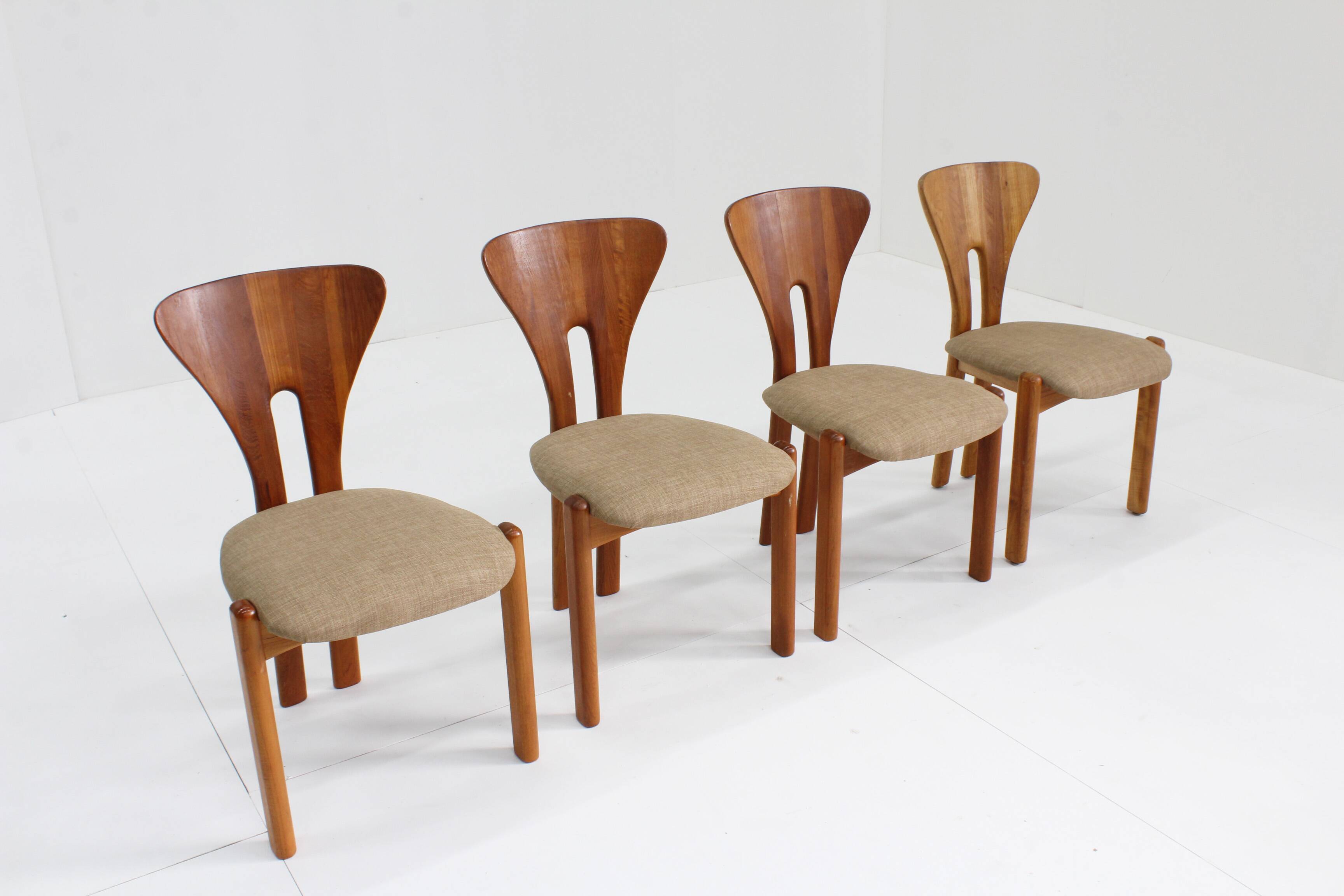 Vintage Danish Mid century teak Dining Chairs solid wood , Set of 4