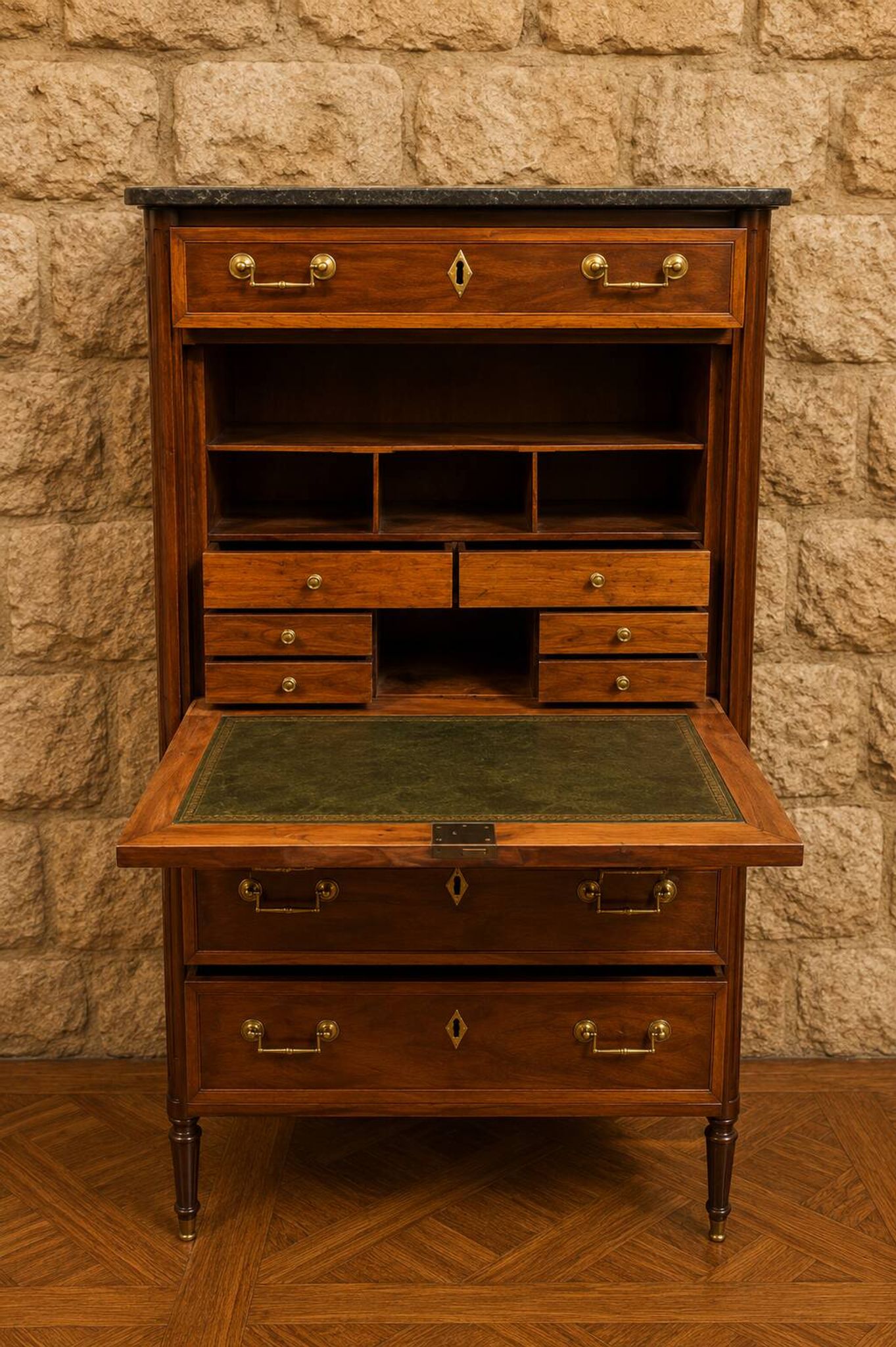 Mahogany drop-leaf secretary – Louis XVI period