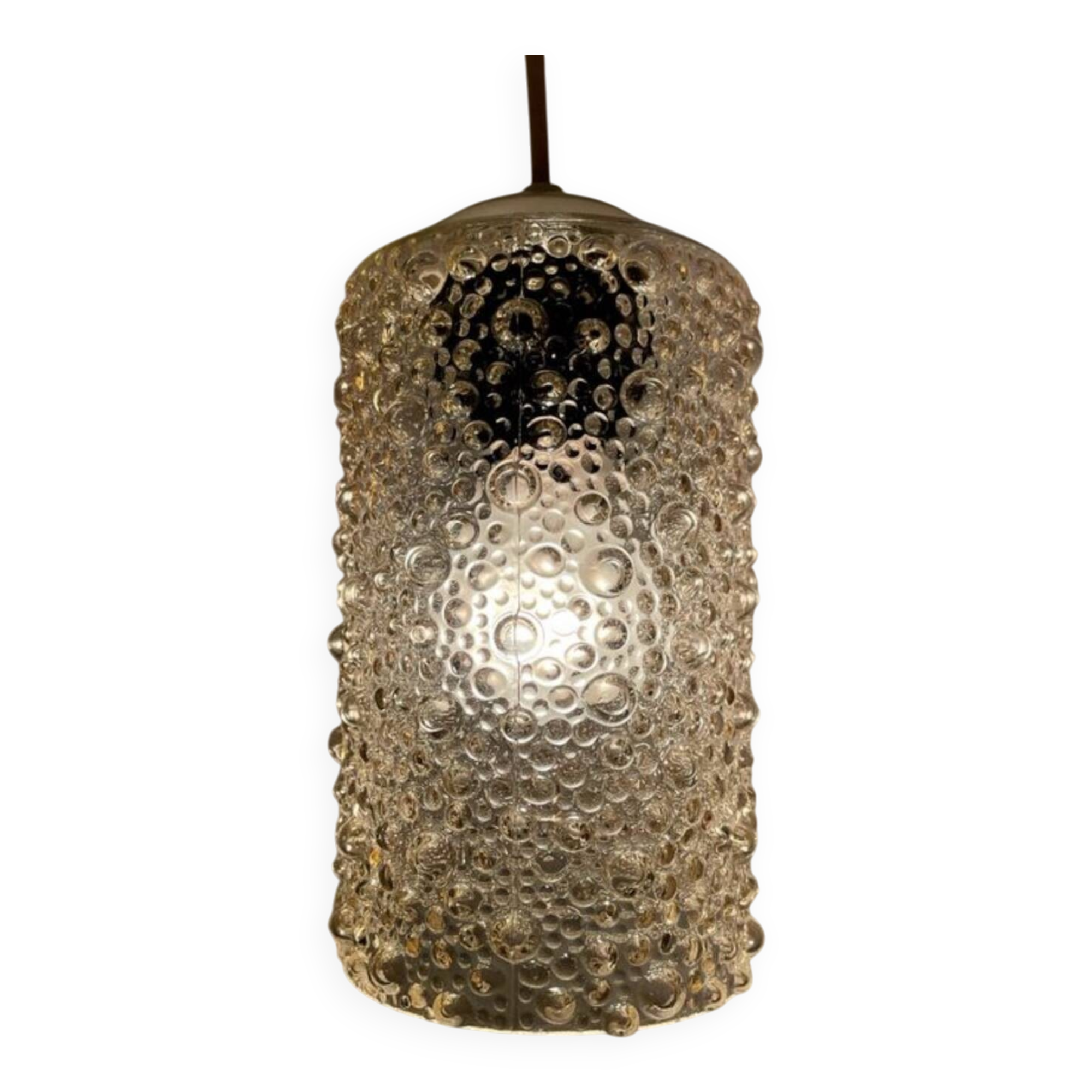 Amber bubble glass pendant light from the 60s