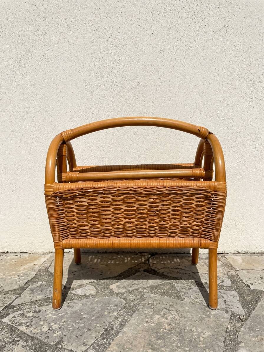 Panier / porte-revues rotin vintage