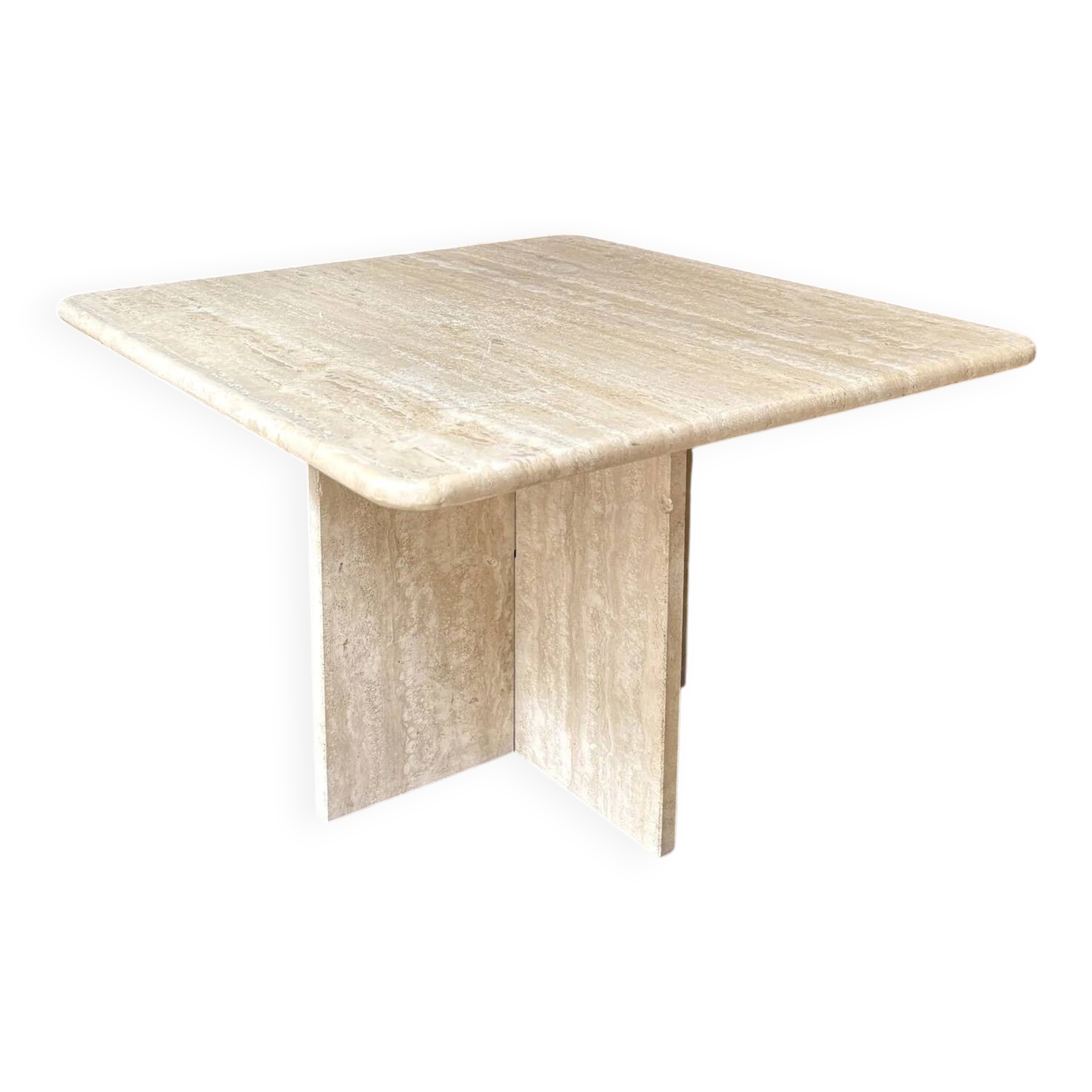 Coffee table, square side table in travertine 60 x 60 cm.