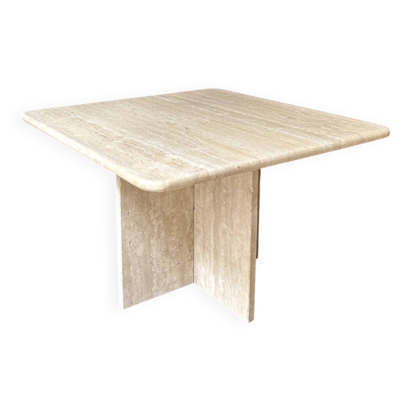 Table basse, bout de canapé carré en travertin 60 x 60 cm