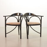 4 Wooden Black Lacquered Thonet Triangle Dining Chairs Model 87, 1980s