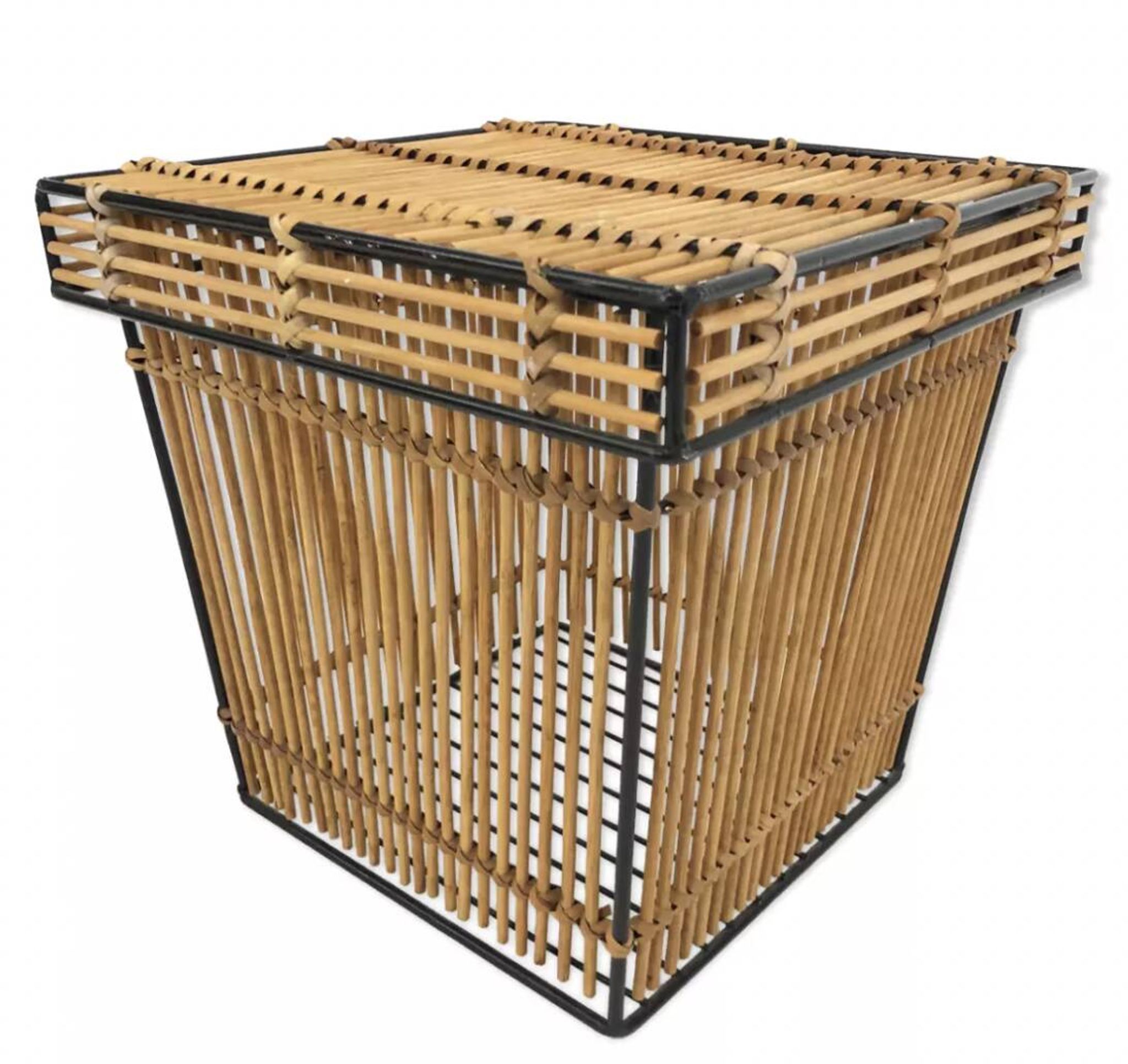 Mid Century Rohe Noordwolde rattan basket by Dirk van Sliedrecht 60's Design