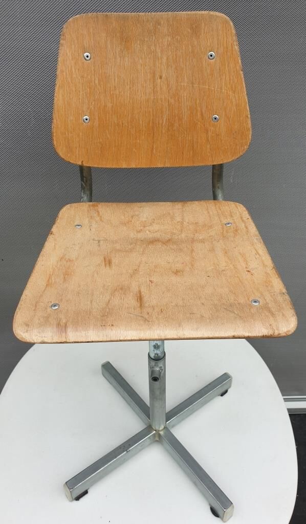 Adjustable vintage wood metal child chair
