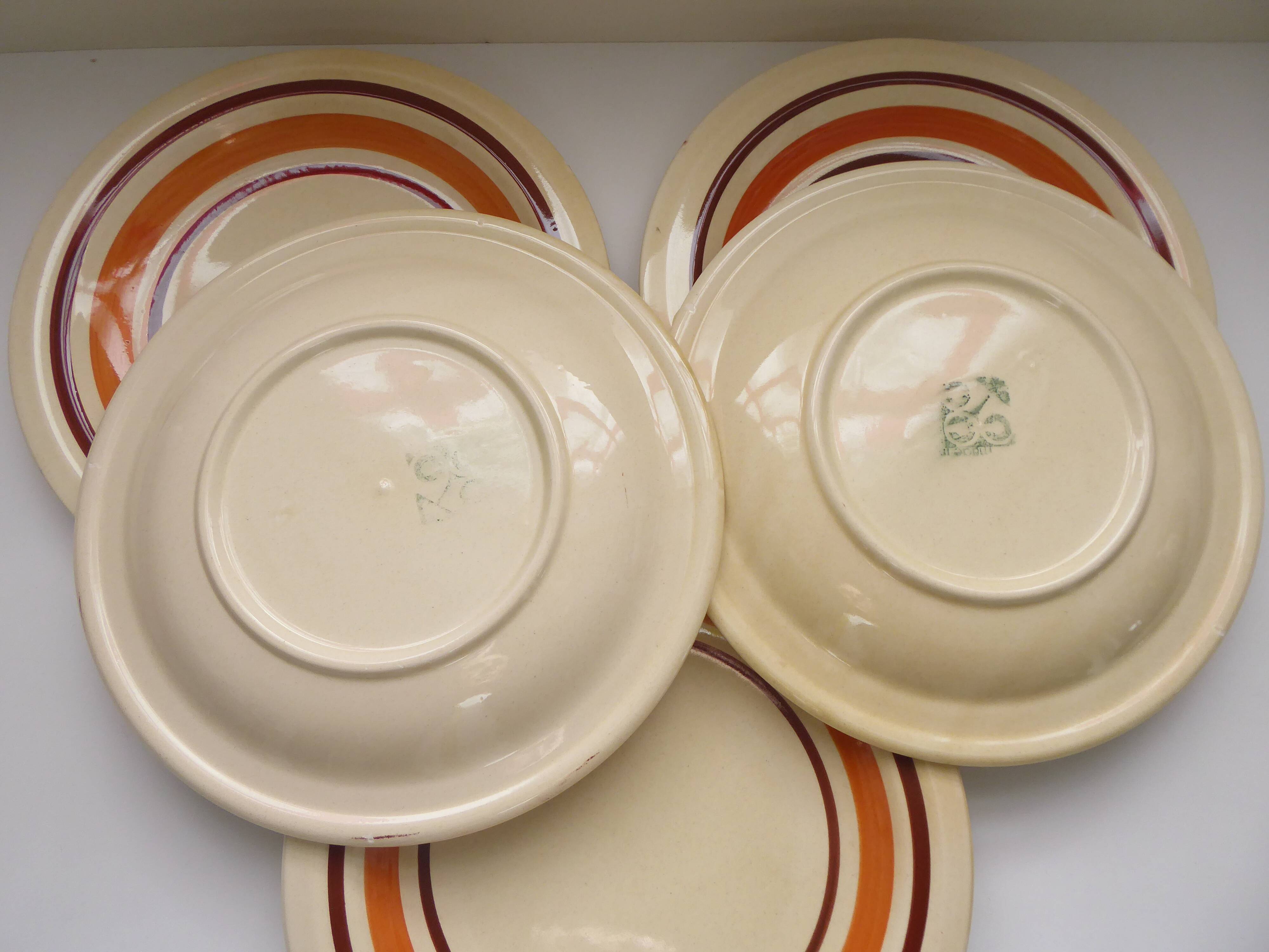 Set of 5 Vintage earthenware dinner plates