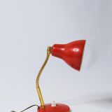 Lampe ancienne de bureau années 60 rouge fonctionne fer et laiton