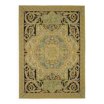 Handmade European Vintage Aubusson Kilim 268 cm x 380 cm