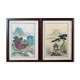 Pendant of ancient Chinese ink paintings "Landscapes and temple" signed