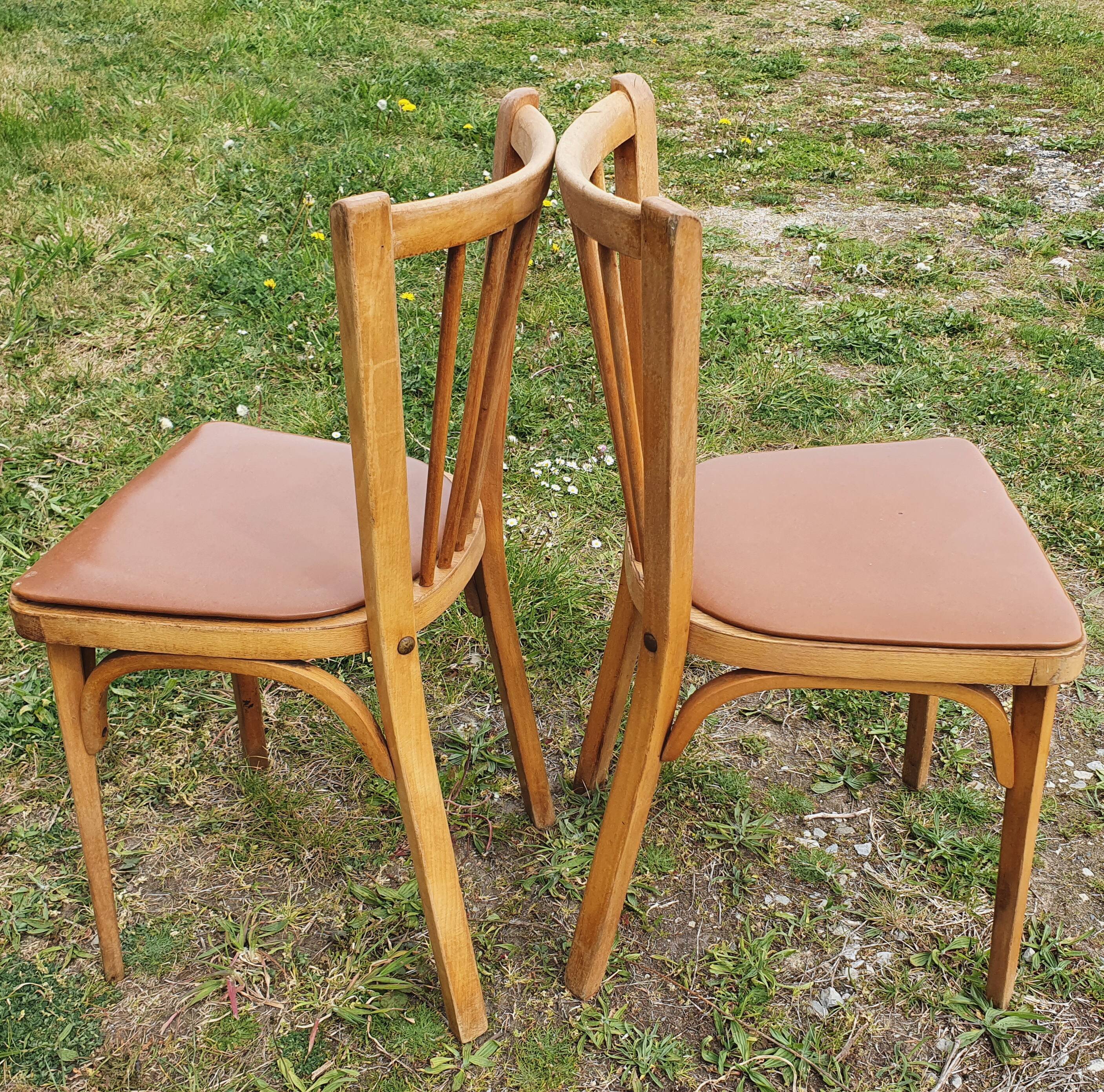 2 Baumann chairs No.12 brown seat