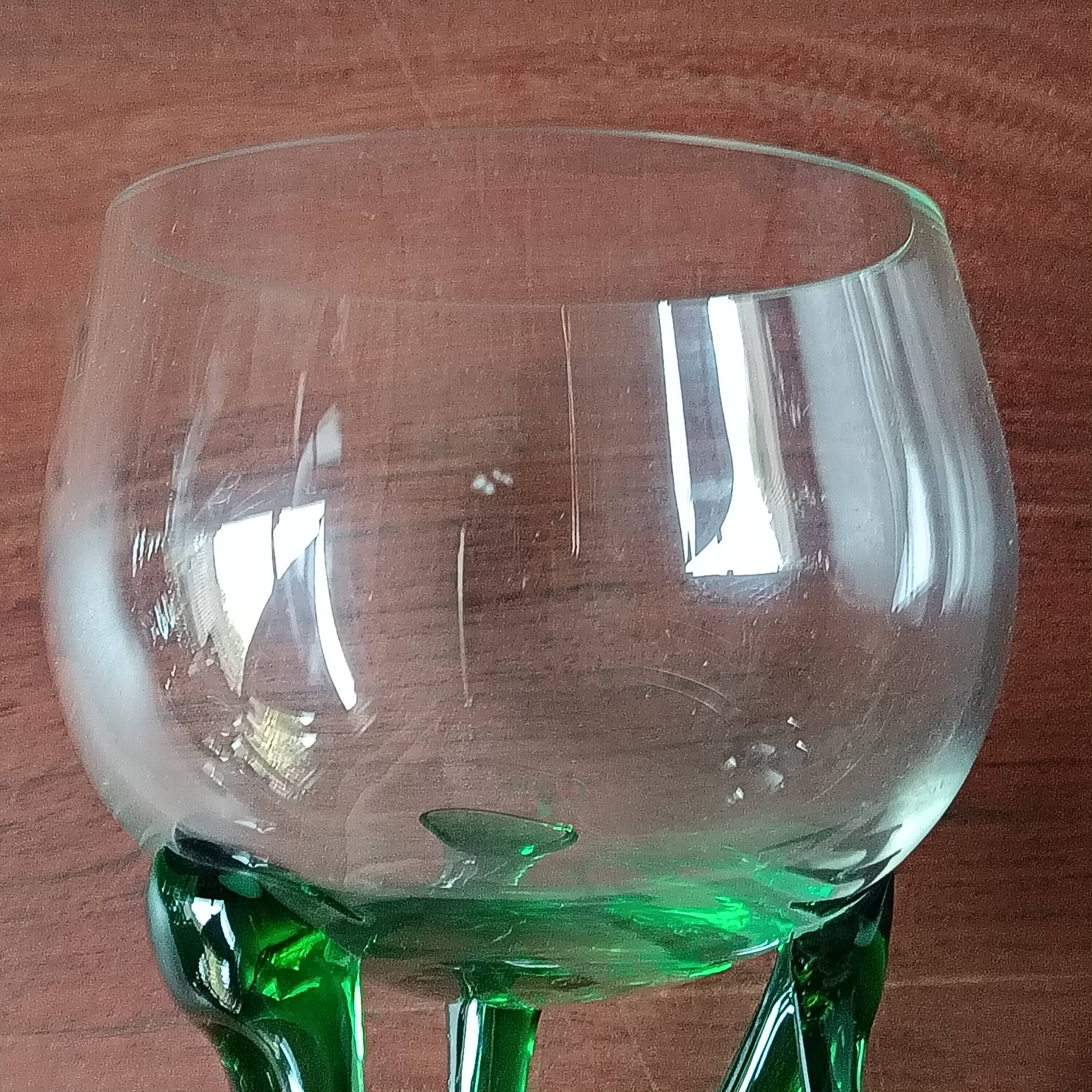 Vintage Emerald Green Jellyfish Blown Glass Bowl on Foot