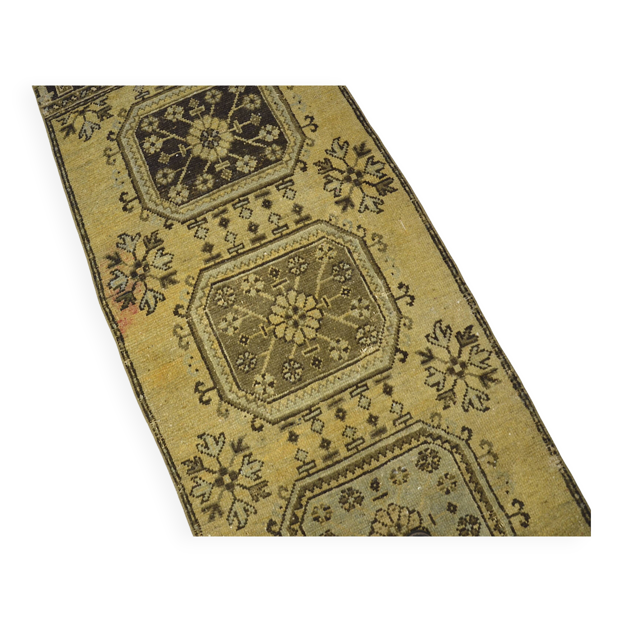 Yellow & Brown Turkish Wool Rug sku 2223