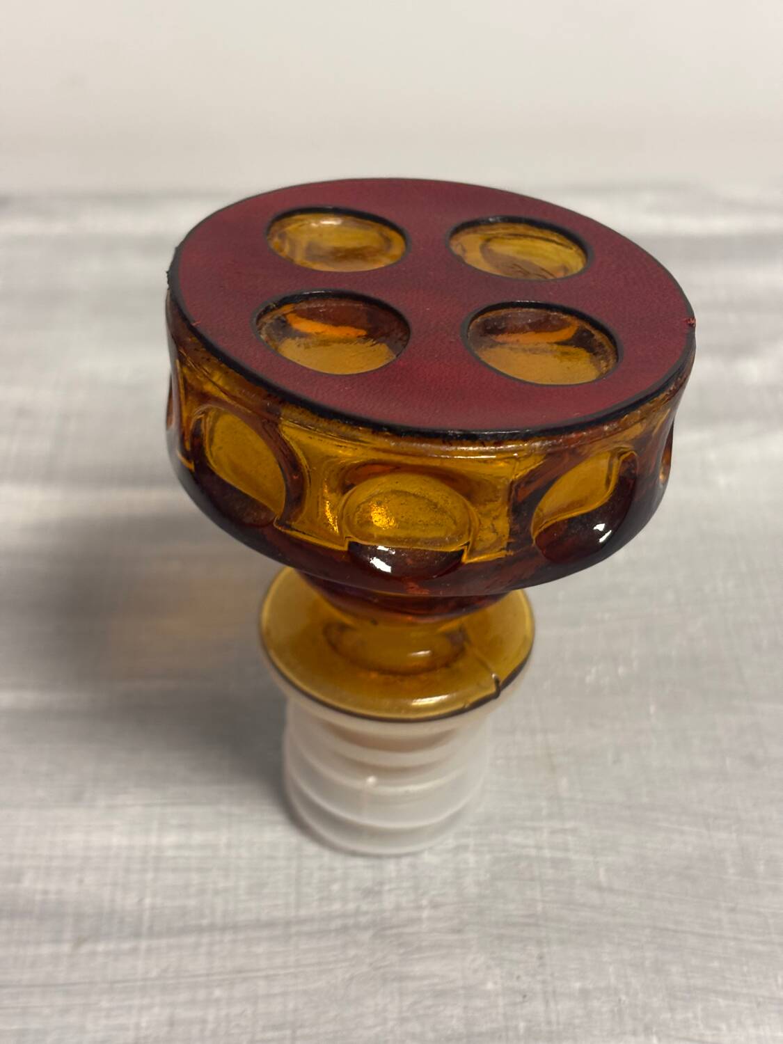 Carafe italienne vintage ambrée et rouge