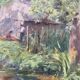 HSP 1917 painting signed Romezin "Cabin by the water" + frame