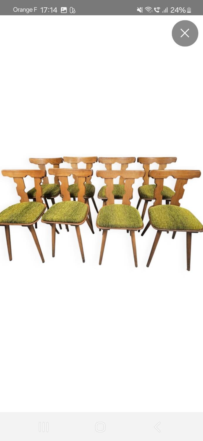 Lot  8 chaises bistrot 1970"