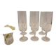 6 engraved crystal champagne flutes (floral) 1920