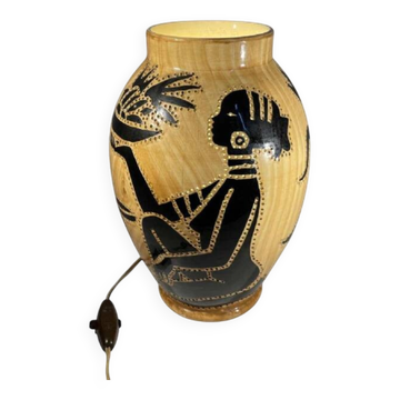 Lampe photophore en céramique, grandjean jourdan pour vallauris
