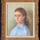 Painting "Young girl with pendant"" Pastel signed J. Macé around 1940 + frame