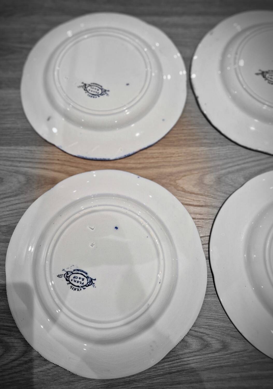 Lot of 6 flat plates Creil Montereau model Flora