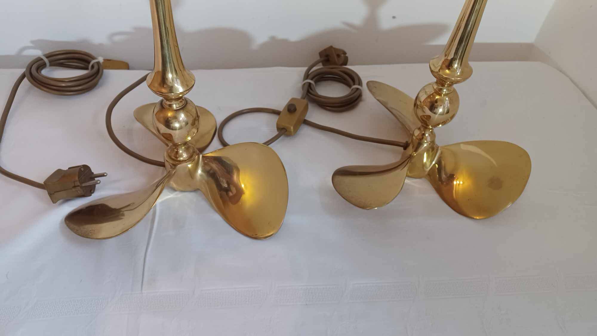 Lot de 2 lampes Hollywood Regency, années 1960/70, en laiton