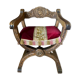 Fauteuil dagobert debut XXe bois sculpte blason neogothique sculpture