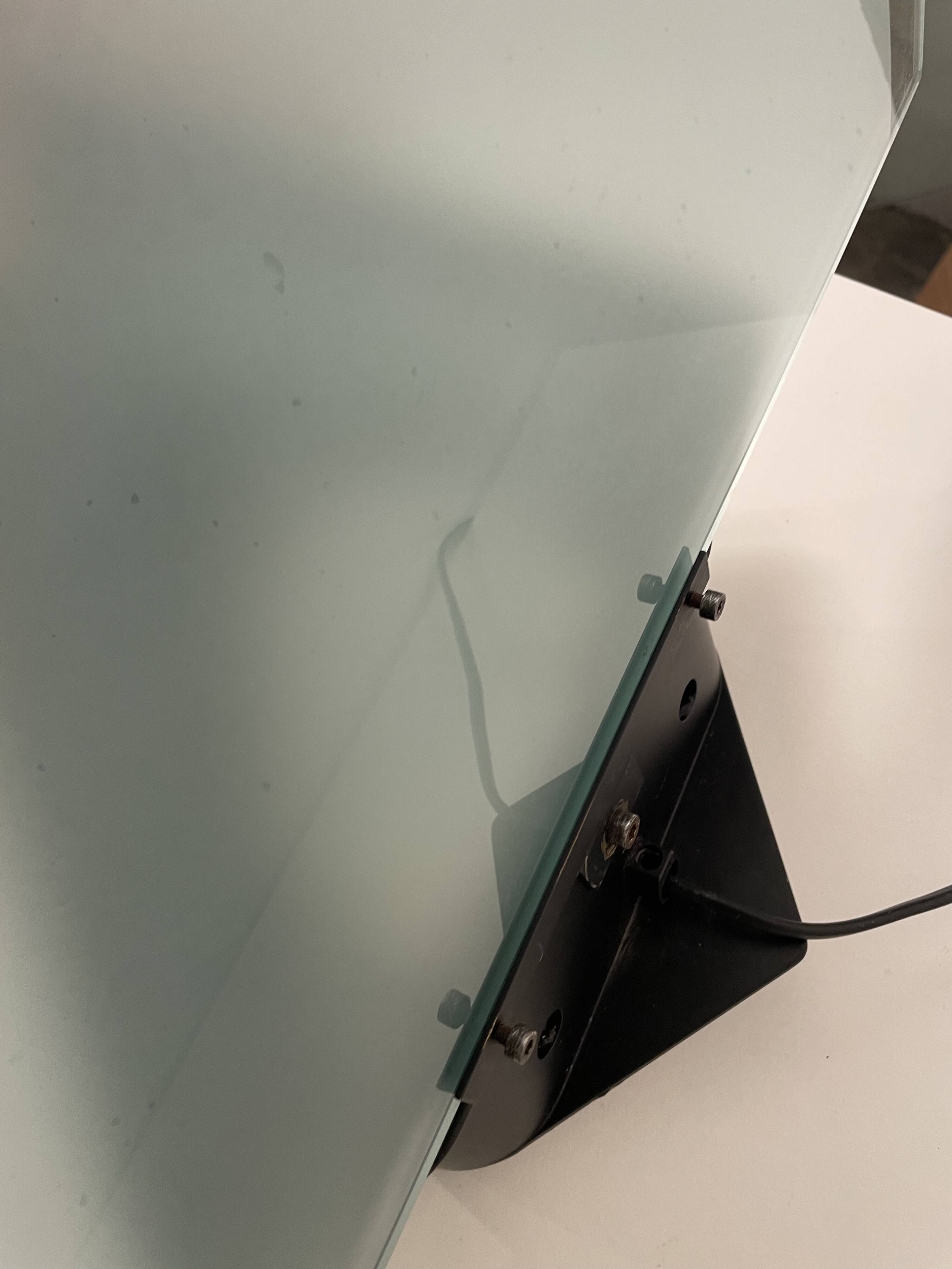 Postmodern geometric glass and metal lamp, large model, 1980