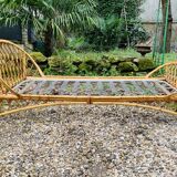 Rattan basket bed 90x190 vintage 1960
