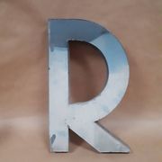Letter of sign R metal zinc painted vintage 1950