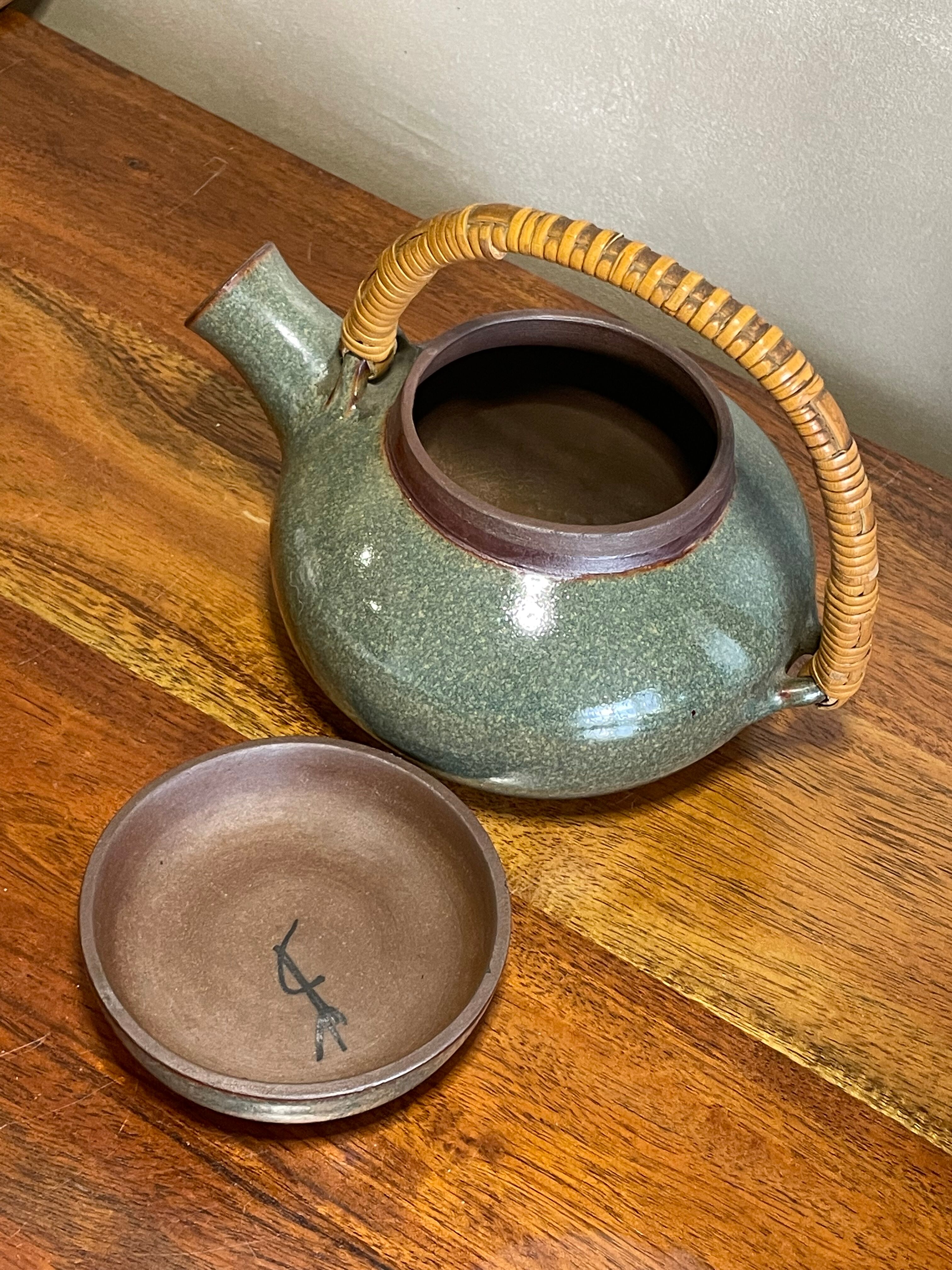 Glazed stoneware teapot