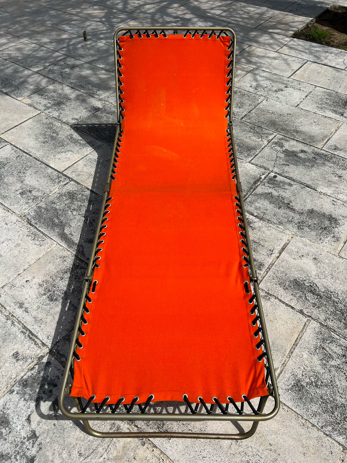 Vintage deckchair 1970 orange