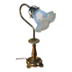 Lampe Art nouveau en bronze et tulipe en verre bleu