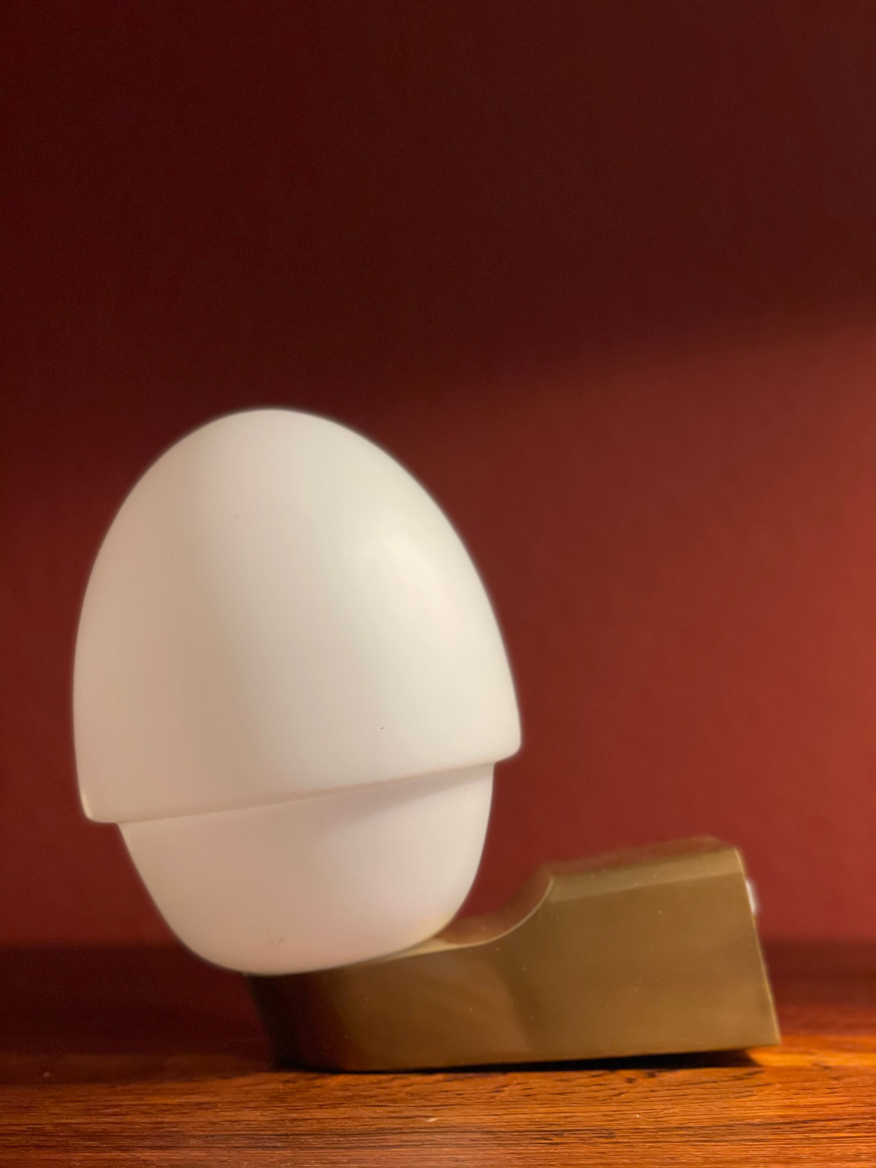 2 Wall Scones Lamps in Opal and brass Italy 80s