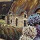 Oil on canvas framed – House with hydrangeas, Yvonne Sellier