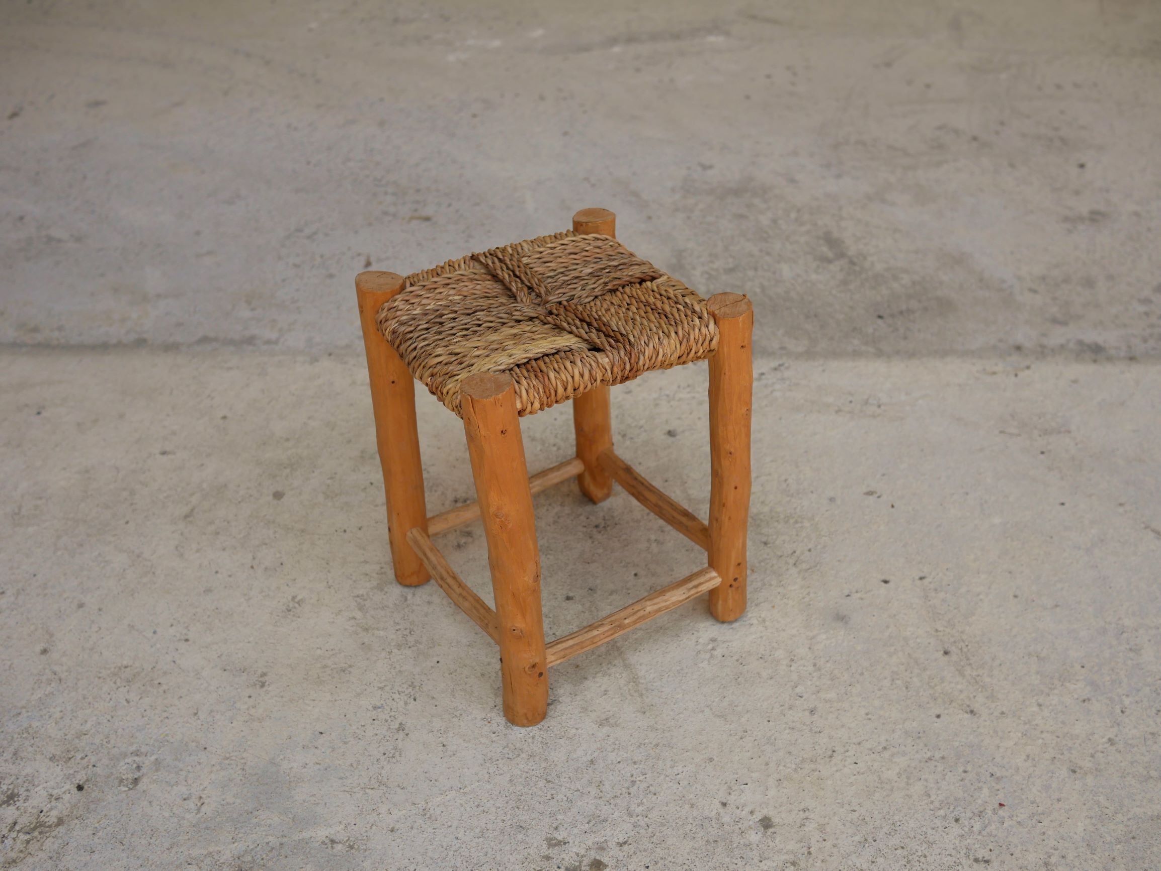 Vintage Berber wooden and straw set