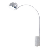 Lampadaire arc en marbre et métal chromé, années 1970