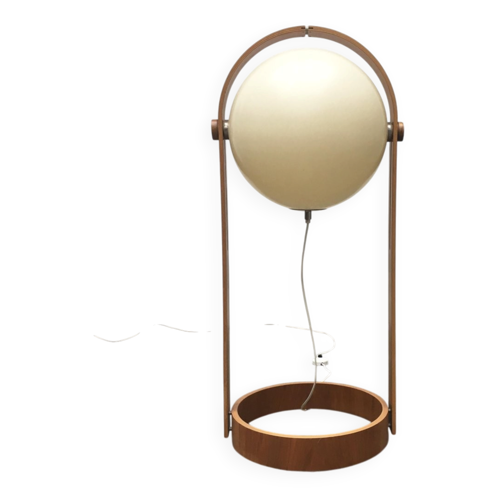 Swiss space-style floor lamp made of plastic and plywood from the 1960s.