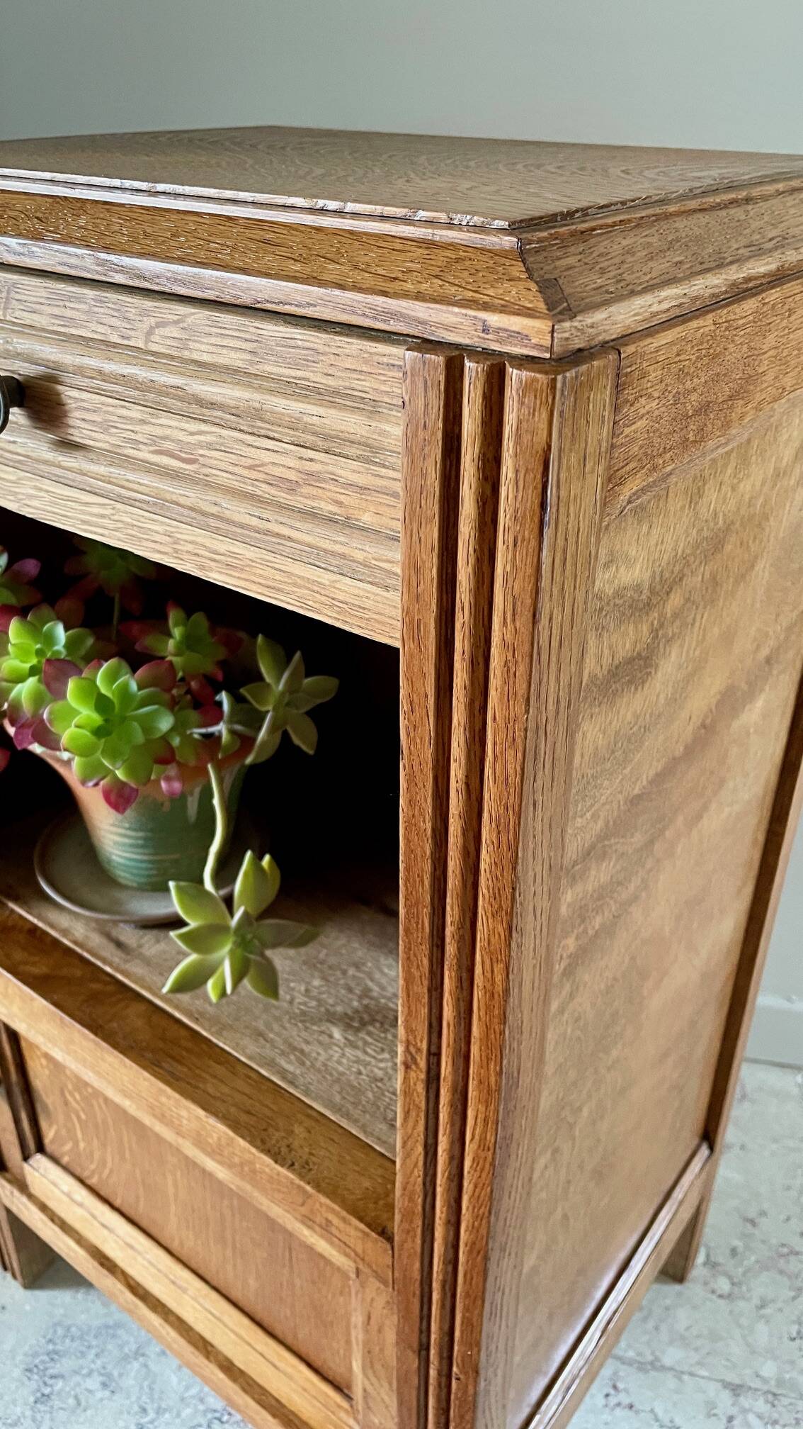 Cube bedside table in oak 1950s
